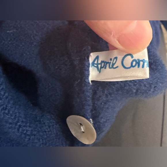Vintage April Cornell Cottagecore Wool Cardigan Small Blue Floral - Picture 5 of 13